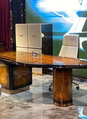 Bentley轻奢书桌椅 意大利不规则实木写字台豪宅总裁办公桌