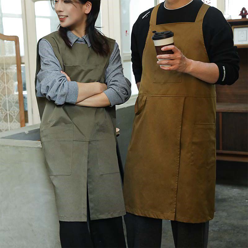 2025新款工装套头围裙防水耐脏D咖啡师餐饮奶茶店专用工作服男女