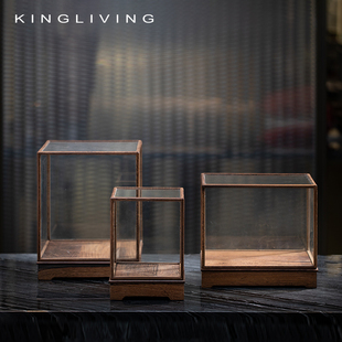 邸高样板房间软装 饰品方形透明z玻璃展示柜罩子保护防尘博古架摆