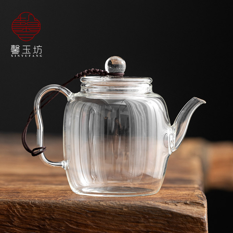 透明玻璃小茶壶手抓壶一人用绿茶冲茶G器功夫茶具沏茶壶迷你泡茶