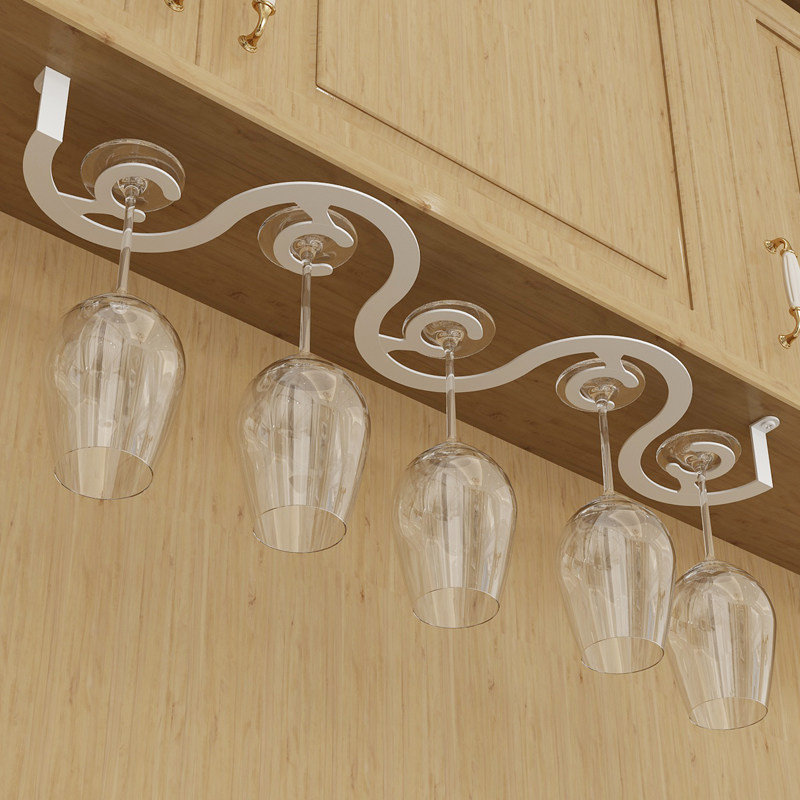 黑色挂架红酒杯架酒柜摆件倒挂家用悬挂酒杯架高脚V杯架葡萄酒杯