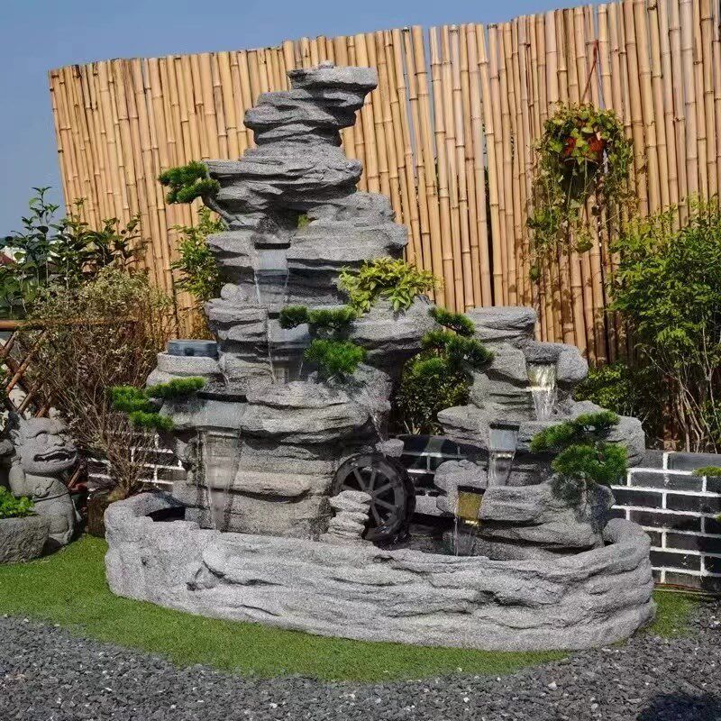 假山流水景摆件客厅落地阳光房循环水系喷泉景观庭院花园楼顶装饰