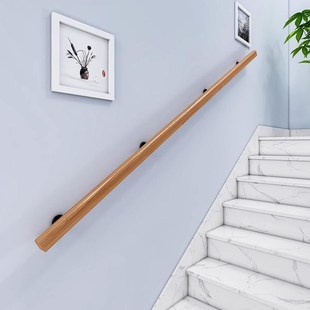 靠墙楼梯实木扶手欧式老人防滑别墅幼儿园K室内走廊通道栏杆木拉