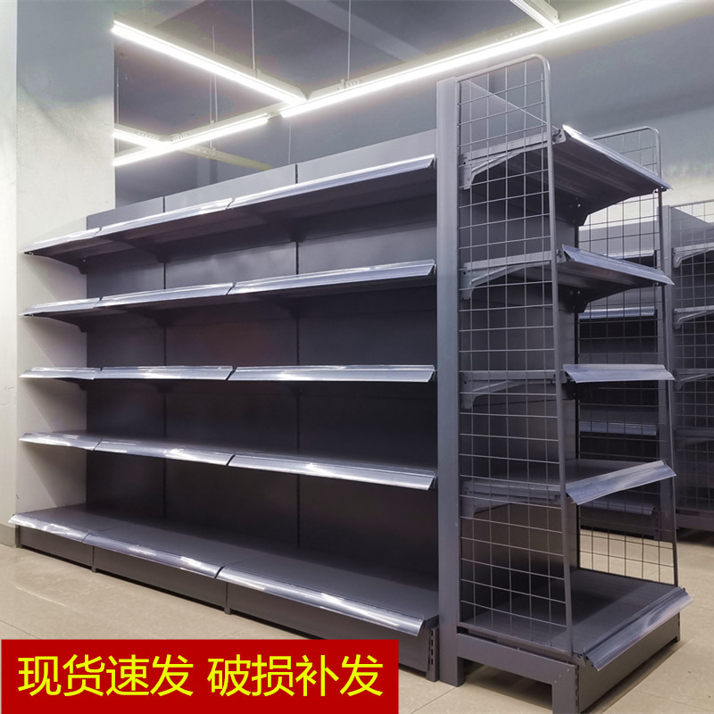 加厚超市货架展示架便利店商店小卖部食品文具店单面靠墙双置物架