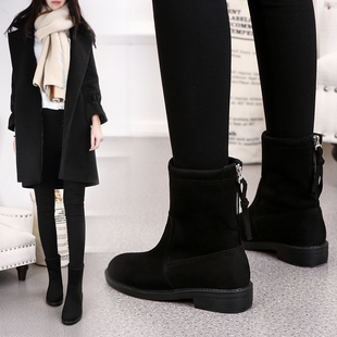 短靴女平底2021秋冬新款雪地靴韩版弹力中筒靴百搭网红瘦瘦马丁靴