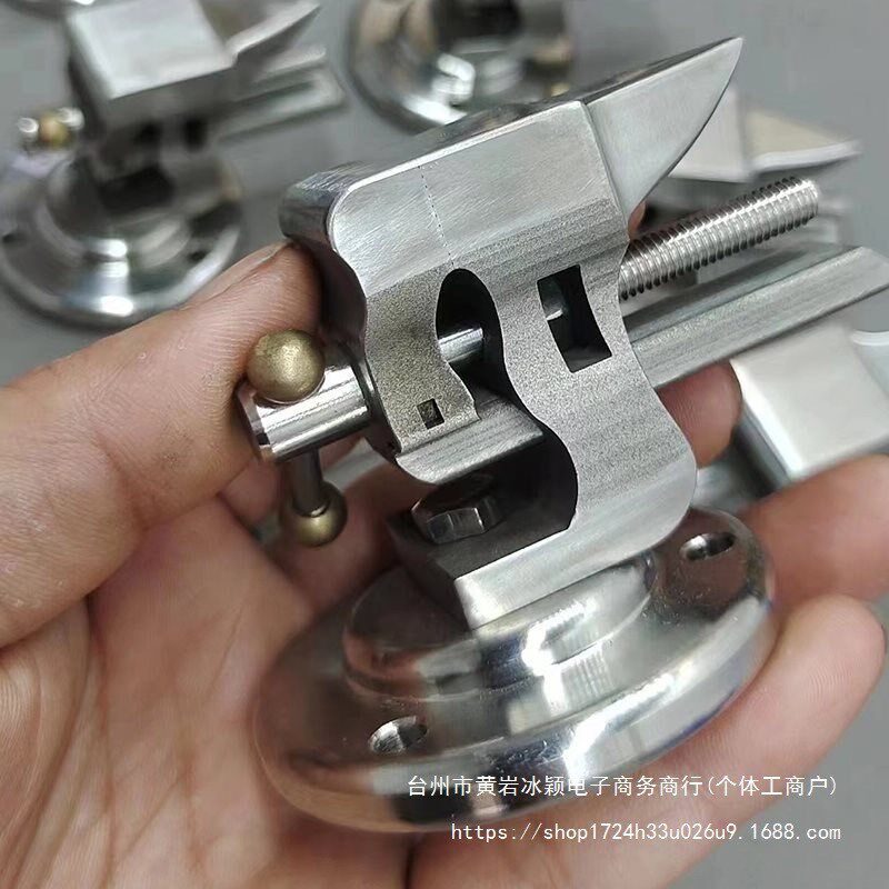 手工一寸迷你304不锈钢小台钳带砧台手作工具手表维修摆件铁砧子