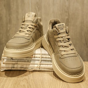 春季高帮鞋棉鞋男款鞋子2024新款二棉中帮板鞋加绒冬天男鞋冬鞋潮