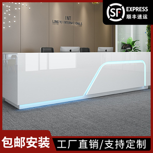 店便利店铺 烤漆前台公司接待台简约现v代u收银柜台小型柜台桌服装