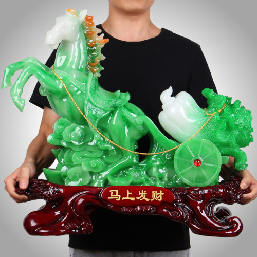 生肖马摆件玉白菜马到成功招财开业礼品乔迁办公室书房装饰工艺品