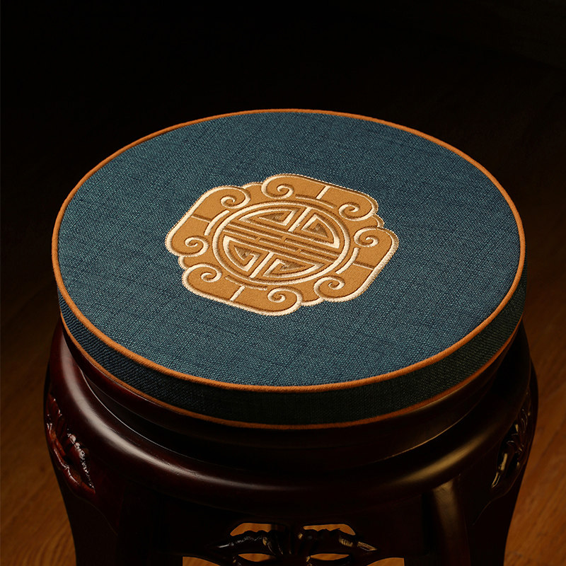 中式红木椅子圆凳坐o垫实木凳子坐垫鼓凳坐垫防滑圆凳坐垫定制