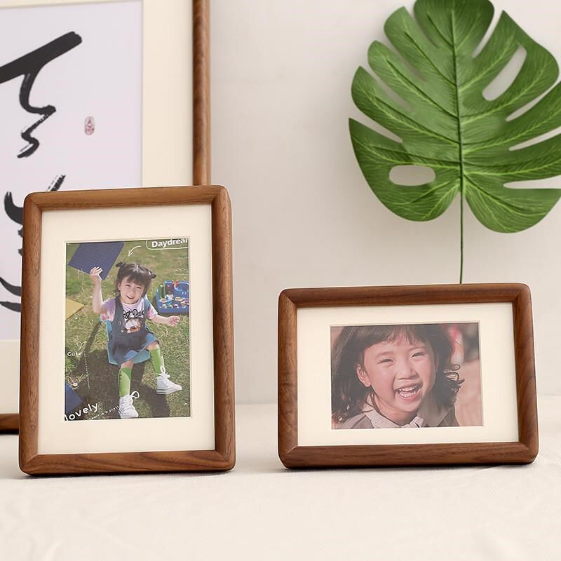 黑胡桃8b寸实木相框摆台高级感6寸7寸摆件原木画框装裱木质洗照片