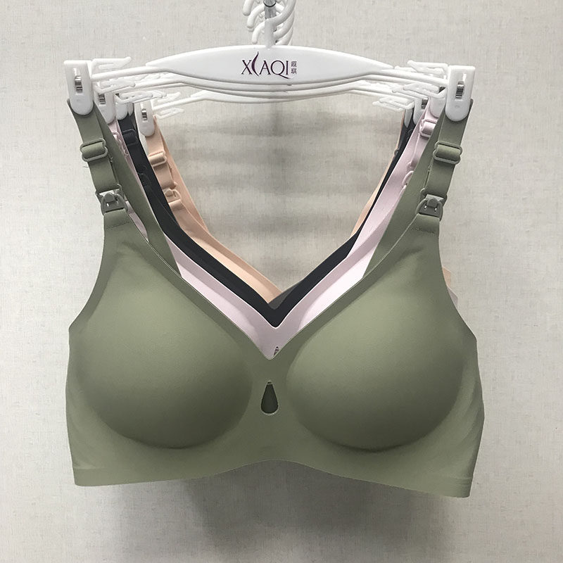 孕妇哺乳内衣夏季薄款无钢圈聚拢防下垂胸罩产后果冻Z胶喂奶文胸