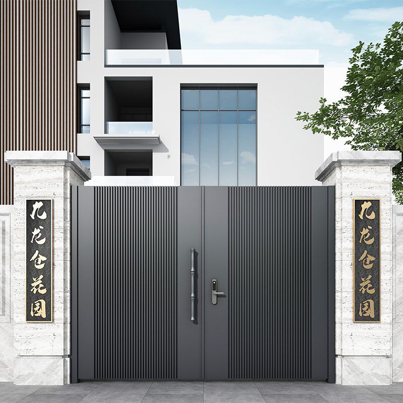 铁艺别墅庭院门铝j合金花园门自建房院门现代简约单双开不锈钢大