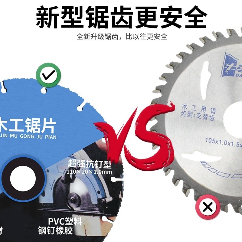 新型木工锯片实木铝材PVC塑料木板专用角磨机电锯合金切割神器4寸图片