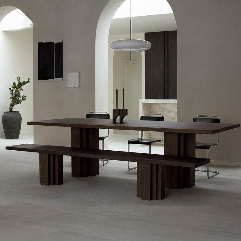 意式极简实木餐桌原木大板洽谈桌接待桌创意茶桌现代设计师工作台