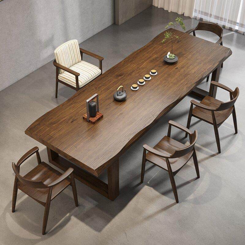 新中式实木茶桌全套家用办公室泡茶桌客厅原木大板茶台茶桌椅组合