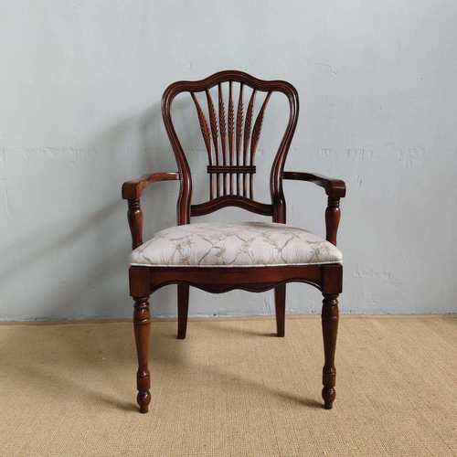 麦穗美式椅子卧室复古法式高端餐厅餐椅书房高端进口鹅掌楸木