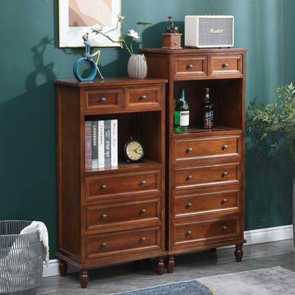 美式实木斗柜多层收纳置物柜客厅轻奢立柜靠墙储物柜新款餐边柜