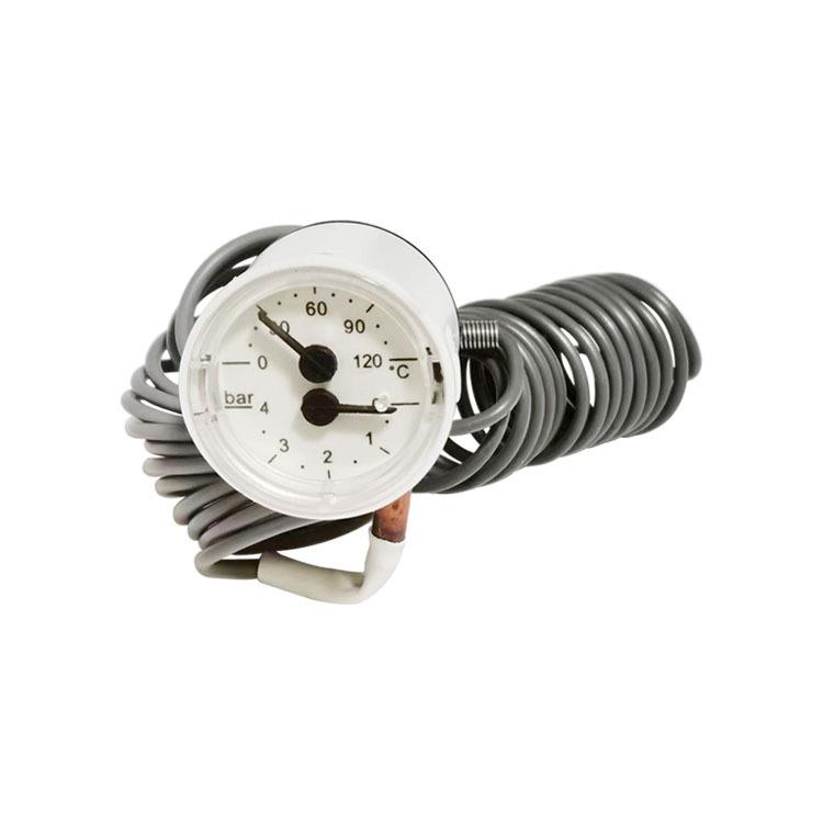 供毛细管温压表温度压力一体表塑壳轴向带双线WY-40Z 4bar/120°C