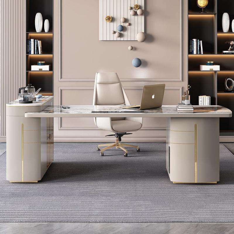 书桌茶桌一体两用轻奢岩板高端办公桌泡茶几电脑桌茶台满减优惠券