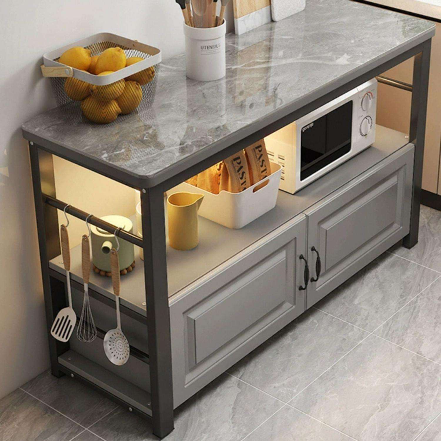 岩板厨房切菜置物架家庭微波炉多层收纳烤箱操作台落地三层储物柜