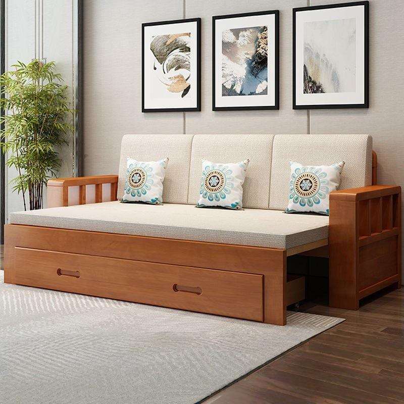 简约实木沙发床折叠两用储物客厅拆洗多功能坐卧小户型伸缩沙发床