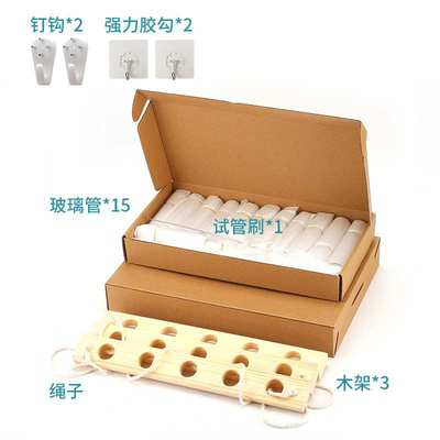 3层5孔挂壁绿植装饰品悬挂式木架试管玻璃花瓶水培植物容器