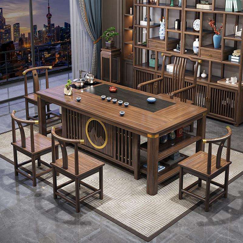 茶桌椅组合一桌五椅新中式办公室实木茶台茶具套装一体家用喝茶桌