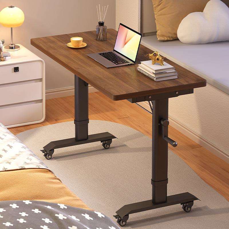 可移动床边小桌子学生宿舍学习书桌带轮出租房简易手摇升降电脑桌