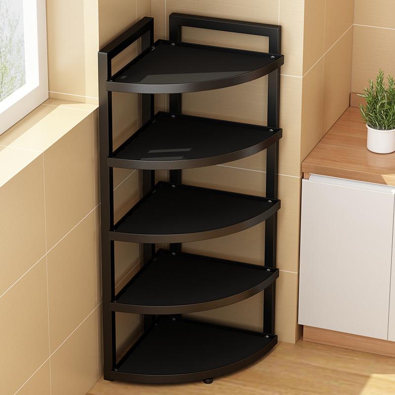 厨房锅架收纳置物架落地多层墙转角家用多功能三角放锅具储物架子