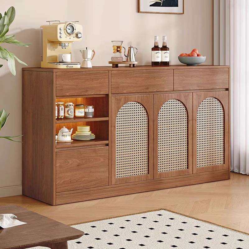 餐边靠墙一体茶水柜置物柜藤编家用橱柜储物柜客厅实木矮柜中古,电子元器件市场,其它元器件,淘宝优惠券,粉丝福利购,淘宝优惠卷