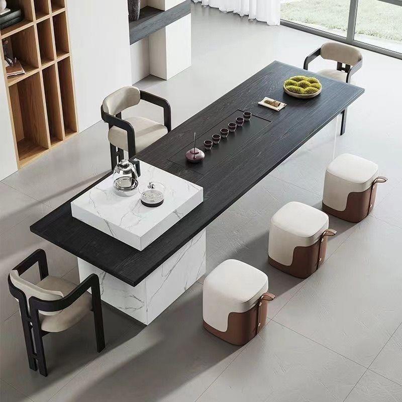 现代简约实木岛台桌椅组合家用客厅办公室茶桌轻奢高级泡茶桌