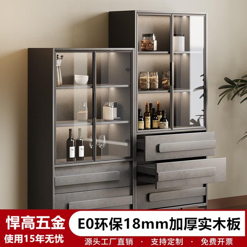 新款中式玻璃门酒柜实木家用客厅收纳柜餐边柜简约靠墙斗柜橱柜