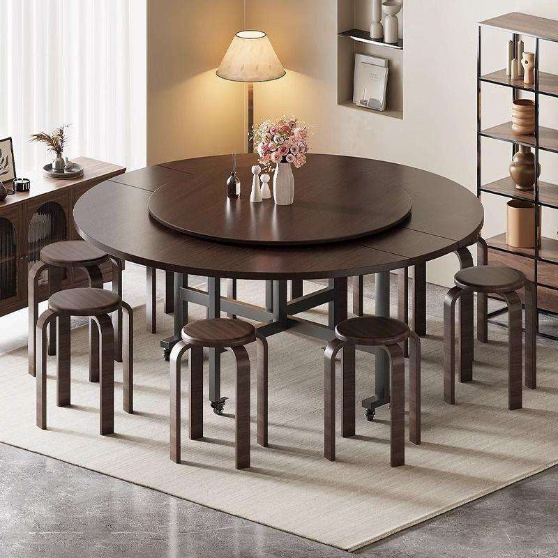 设计师桌子可移动折叠桌新中式大圆桌小户型多功能简易折叠桌餐桌