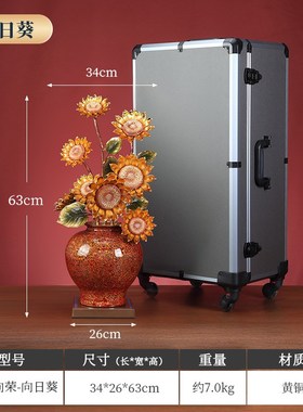 全铜兰花摆e件大漆花瓶入户玄关客厅酒柜桌面装饰开业乔迁新居礼