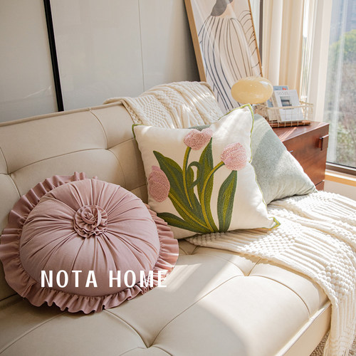 法式轻奢抱枕高级感靠枕欧式靠垫花朵枕套M女生睡觉靠枕可爱田园