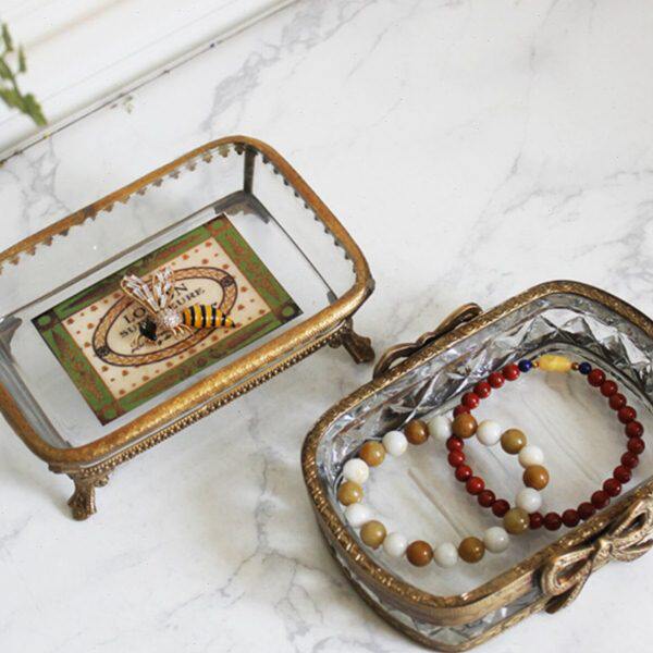 卫生间式创意复古进口配印度肥皂盒架结北欧收纳黄铜香皂玻璃首饰