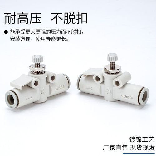 管道节流阀AS1002F-0406调节阀限流器2052/2002/3002直通调速接头