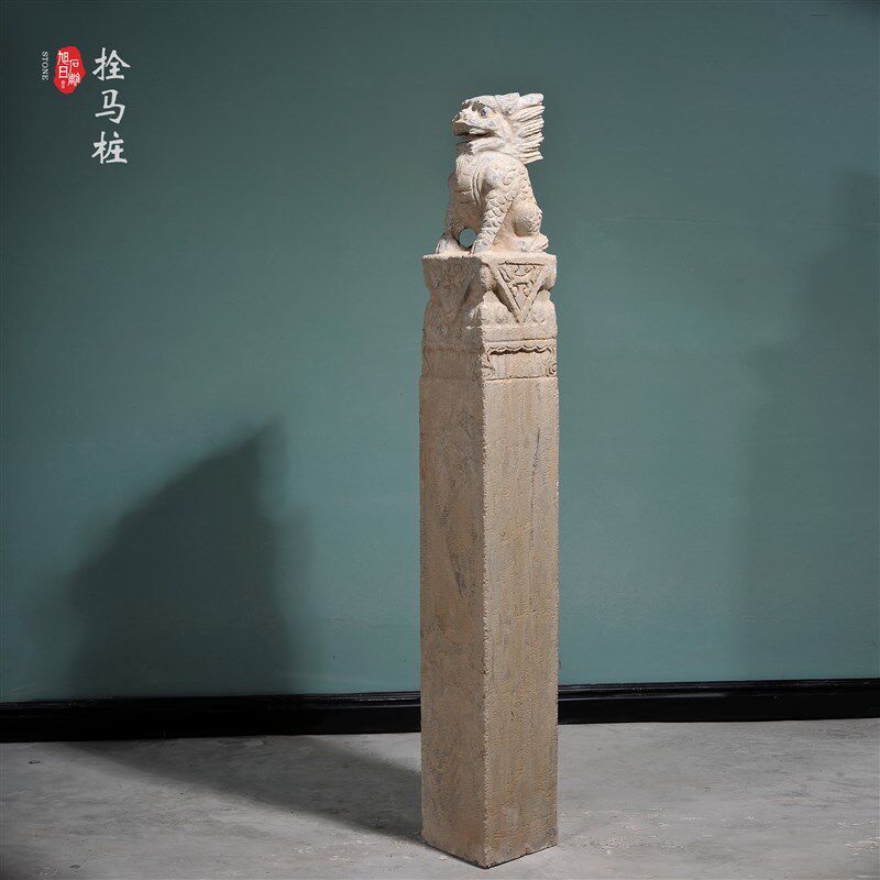 石雕拴马桩青石栓马桩门墩门枕石狮子貔貅麒麟罗马柱室内外石器