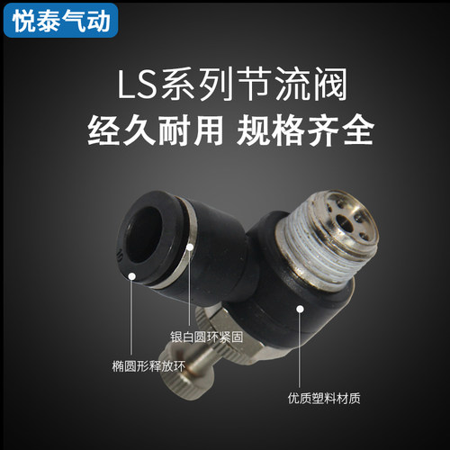 黑色快速快插调速节流阀气管气缸接头4 6 8 10 12 SL6-M5 1 2 3 4