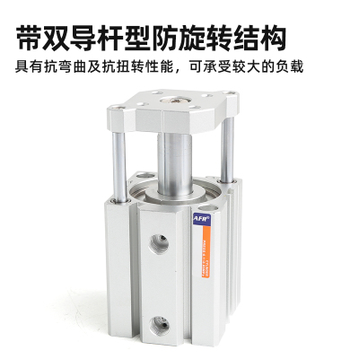 气动小型带磁双导杆三轴导向双导柱气缸TACQ12 16 20X5X10X15X20S