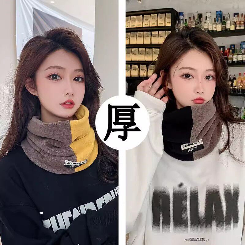 百搭围脖帽子一体两用秋季冬季韩版男女拼色面罩加厚保暖骑行脖套