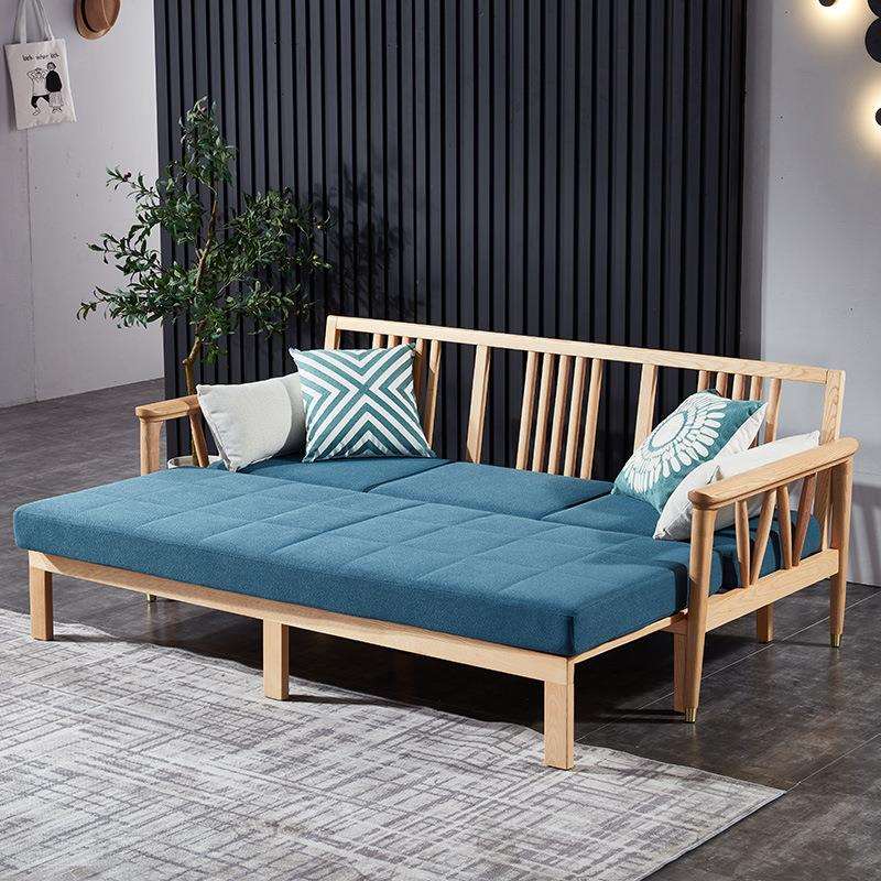 实木沙发床折叠两用出租房小户型客厅多功能沙发床陪护床可拆洗