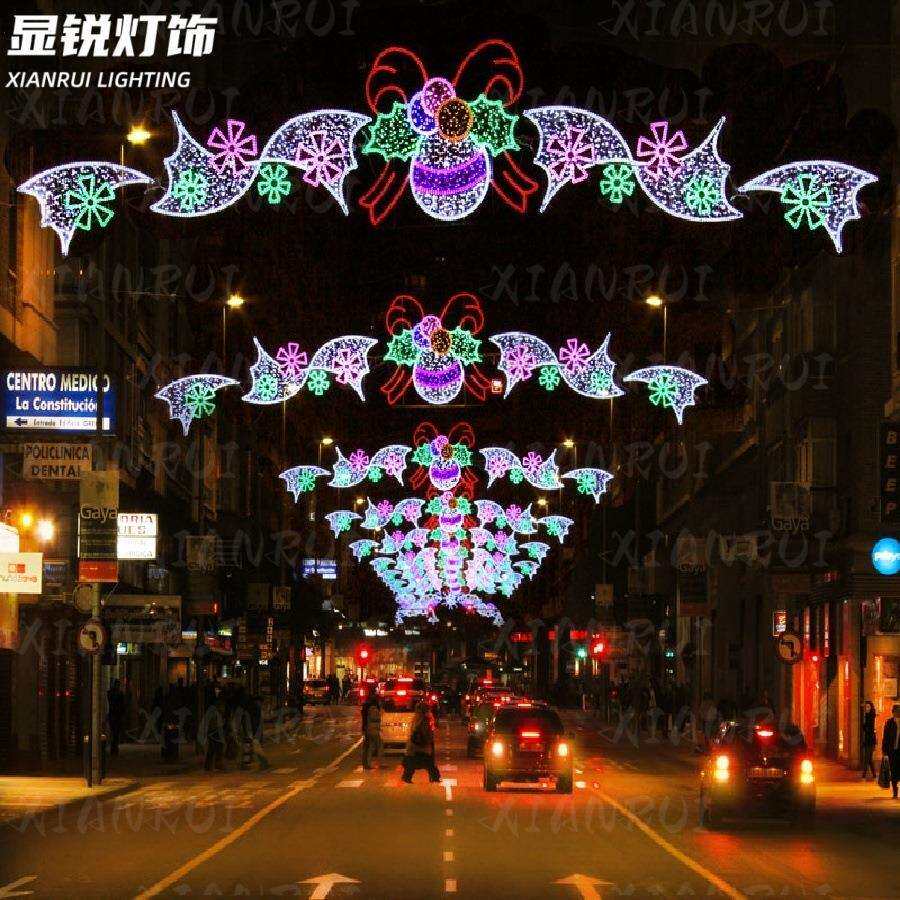 星光大道铁支架过街灯网红花边造型灯户外步行街灯光天幕通道灯光