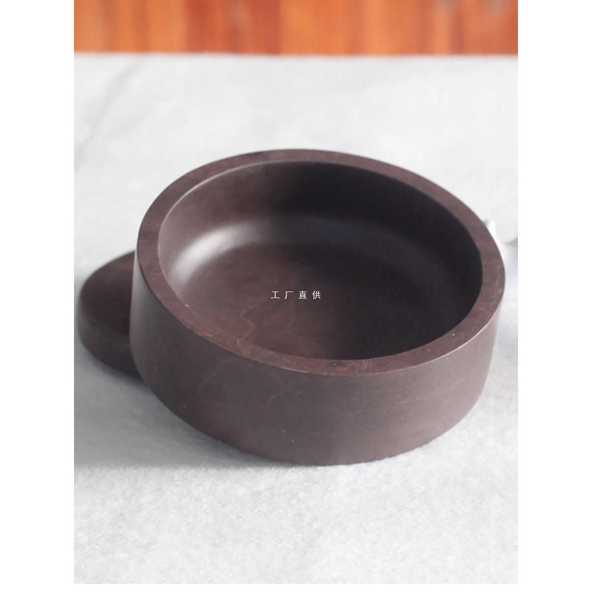 端砚台墨砚合肇庆带盖密封单打不干天然原石料文房四宝