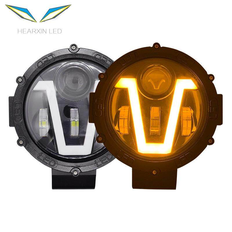 汽车LED工作灯7寸V型牧马人大灯 改装越野车前杠灯射灯日行工作灯