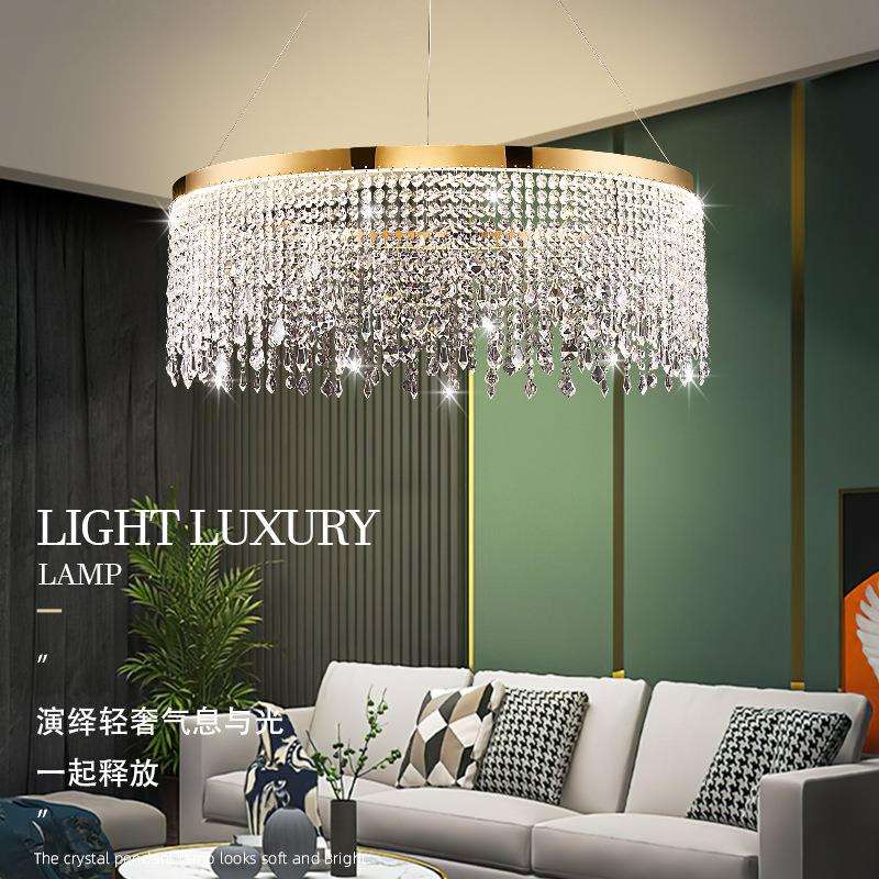 后现代轻奢水晶吸顶灯客厅主灯led新款圆形家用大气简约圈圈灯具