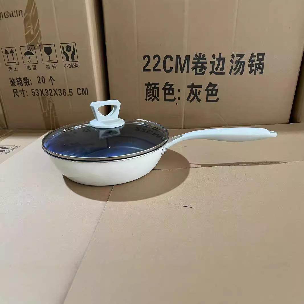 厂家直销摩登厨房无涂层炒锅钛合金不粘锅陶瓷通用炒菜锅主妇钛锅