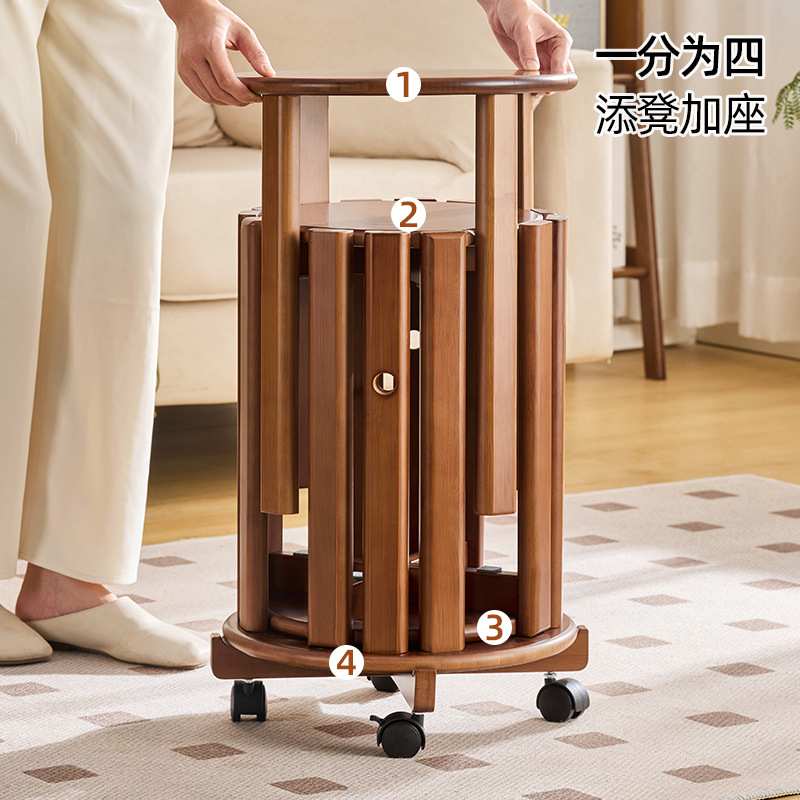 J^楠竹圆凳茶几家用可叠放组合凳现代吃饭凳子餐桌简约叠叠乐凳