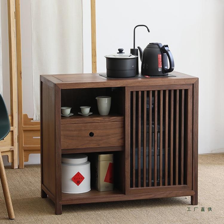 老榆木茶车几架移门实木茶水柜家用小茶台中式烧水壶一体茶桌边柜